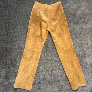 A.M.I. Women's Tan Suede Leather Pants Size 4 Flare Leg Boho Chic VINTAGE